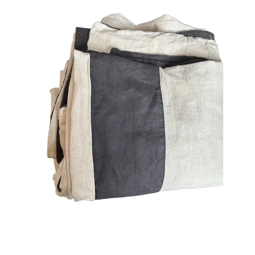 WIlliams-Sonoma 100% Linen Duvet Cover Colorblock Made in Italy Queen